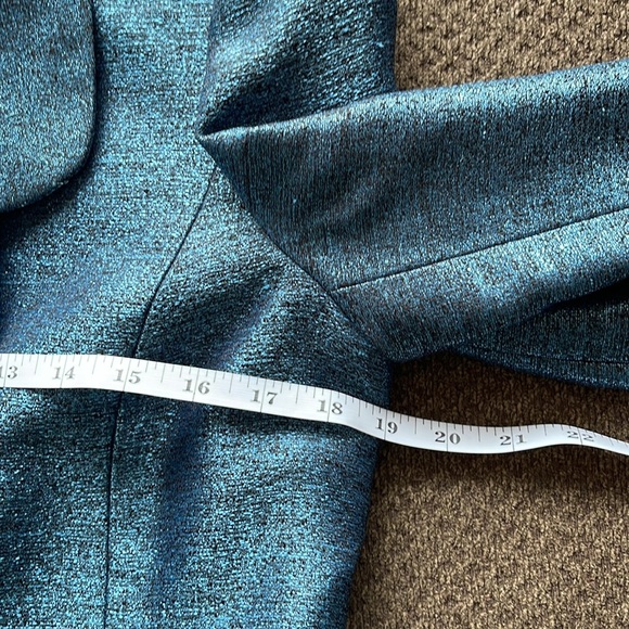 NIPON BOUTIQUE DOPAMINE OMBRE-SHINE RUFFLE FRONT BLAZER JACKET WOMENS 10 BLUE - Picture 9 of 16